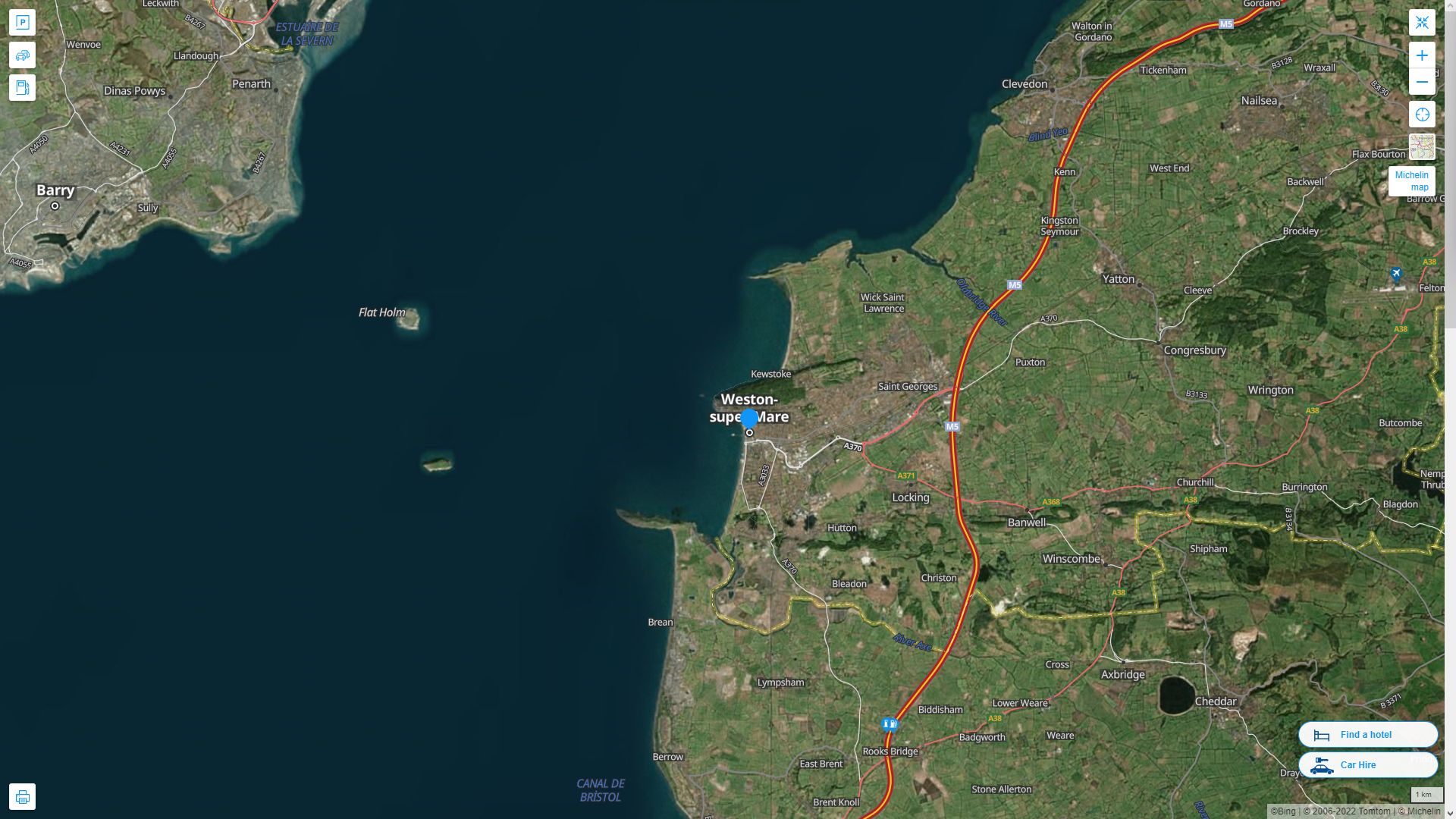 Weston super Mare Highway and Road Map with Satellite View